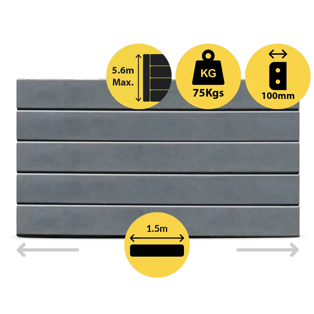 CONCRETE SLEEPER HEAVY DUTY SMOOTH FACE CHARCOAL 1500X200X100MM