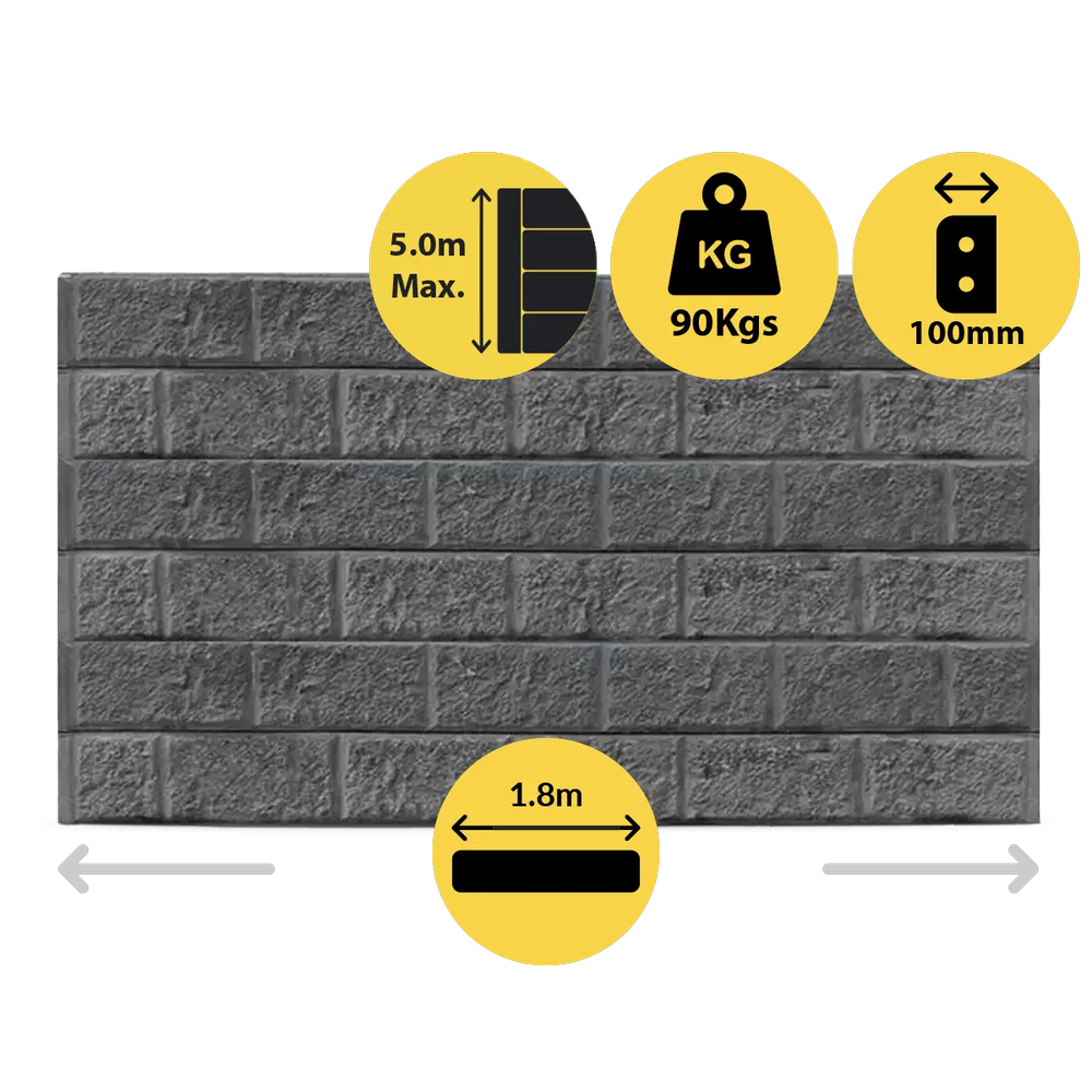 CONCRETE SLEEPER HEAVY DUTY BLOCK FACE CHARCOAL 1800X200X100MM