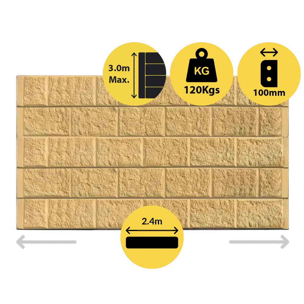 CONCRETE SLEEPER HEAVY DUTY BLOCK FACE SANDSTONE 2400X200X100MM