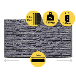 [321358] CONCRETE SLEEPER HEAVY DUTY STACKSTONE ROCKFACE CHARCOAL 2400X200X100MM